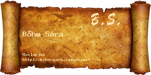 Bőhm Sára névjegykártya